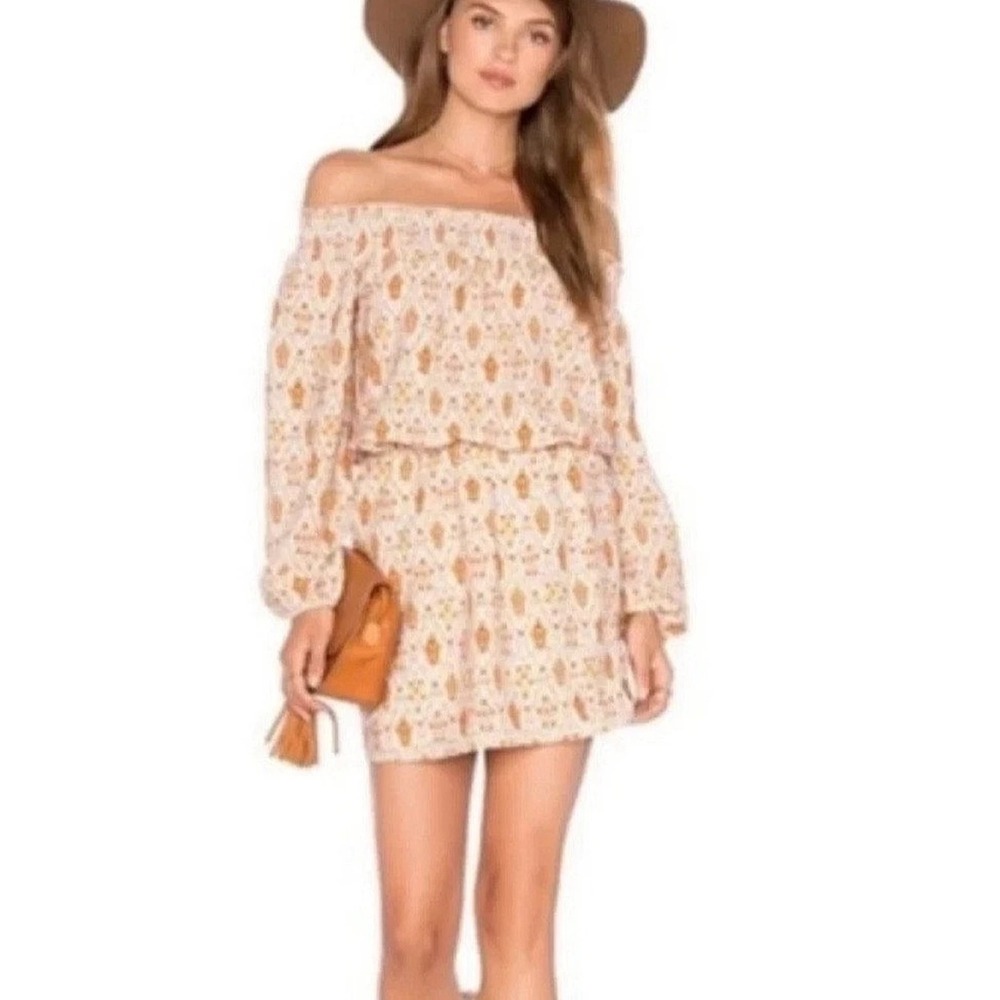 Anthropologie Sanctuary Elle off-the-shoulder boho dress Orange women Sz Small